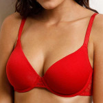 Red Solid Underwired Lightly Padded T-shirt Bra